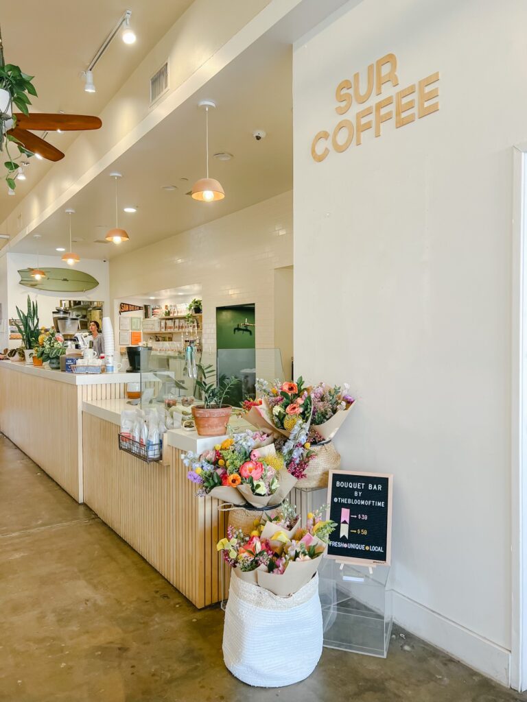 The Bloom of Time's pop-up "Bouquet Bar" at Sur Coffee in San Clemente
