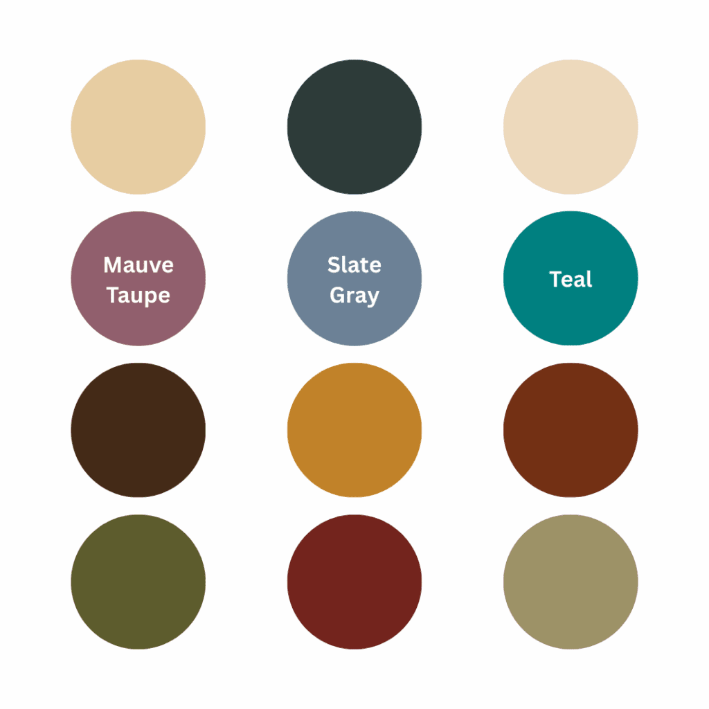 Popular autumn tones and palette